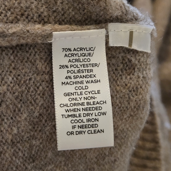 Loft ladies M mushroom tan cold shoulder ruffled lightweight crewneck sweater - Picture 4 of 5